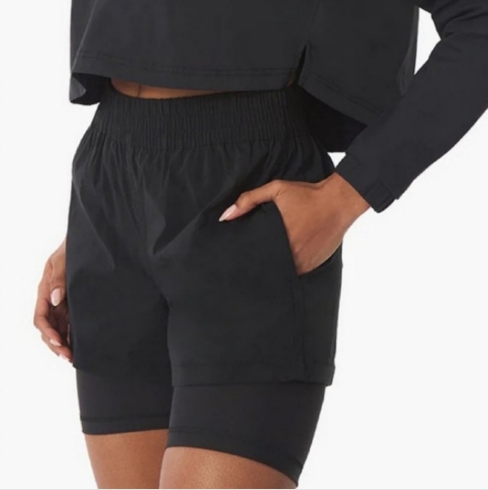 WEWOREWHAT Windbreaker Biker Athletic Layered Shorts